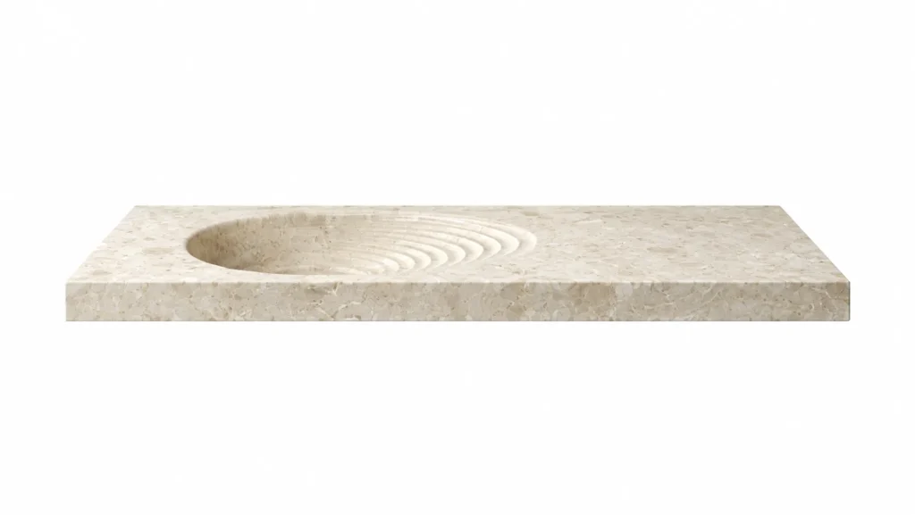 Anara Tactile integrated cream marble sink and countertop